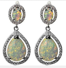 Platinum Semi Mount Earrings Setting Pear PE 15X12mm OV 8X6mm Cabochon Diamond Accent DHJ