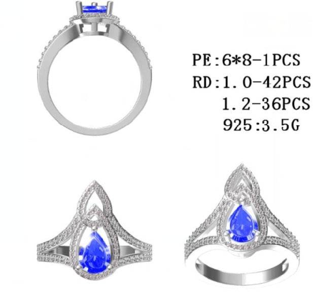18K Gold Semi Mount Ring Setting Pear PE 8X6mm Diamond Accent DHJ