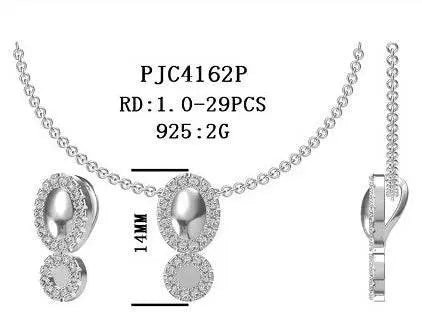 18K Gold Semi Mount Pendant Setting Round RD 1.0mm Diamond Accent DHJ