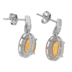 Platinum Semi Mount Earrings Setting Oval OV 9x7mm Dangle White Diamond Accent Syzjewelry
