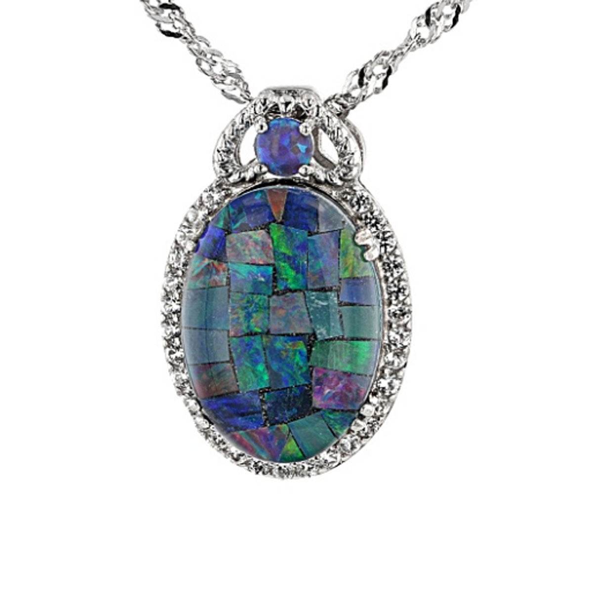 Platinum Semi Mount Pendant Setting Oval OV 14X10mm RD 3X3mm Cabochon Diamond Accent DHJ
