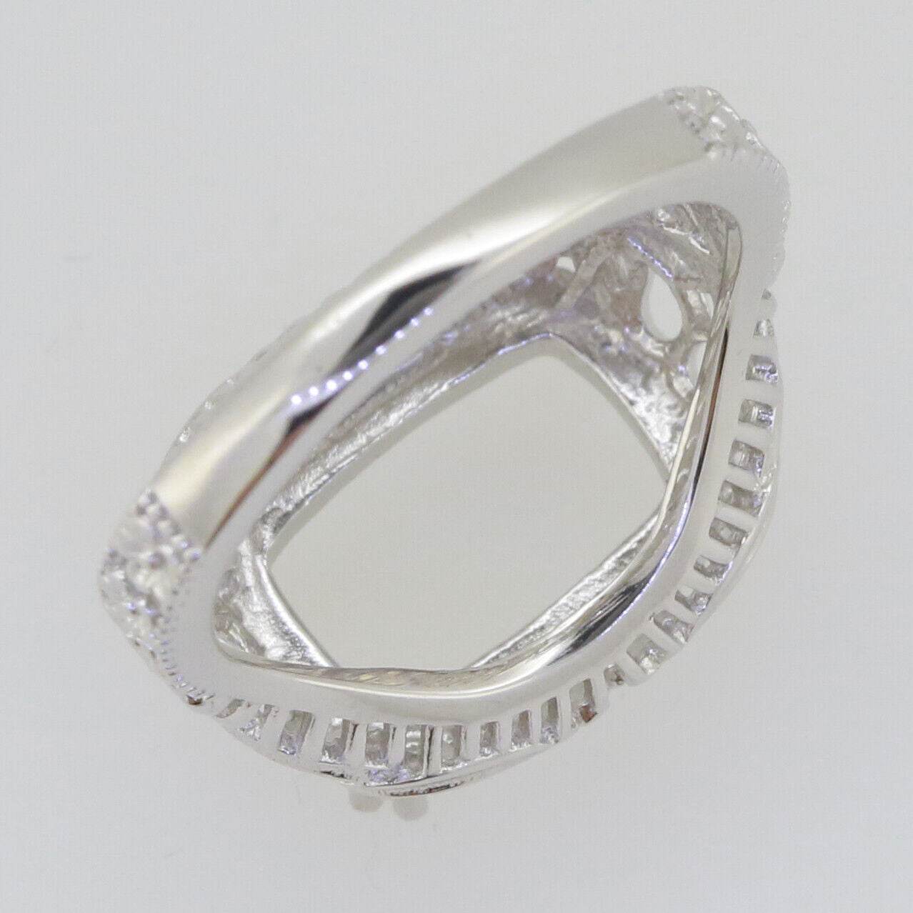 Platinum Semi Mount Ring Setting Cushion Cu 12x8mm Art Deco Style Syzjewelry