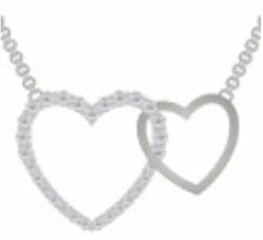 10K Gold Pendant Double Heart Theme with White Topaz or Moissanite Moissanite Accent DHJ
