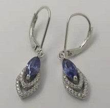 18K Gold Semi Mount Earrings Setting Marquise MQ 8X4mm Diamond Accent DHJ