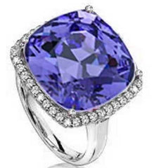 14K Gold Semi Mount Ring Setting Cushion CU 15x15mm Halo Diamond Accent DHJ