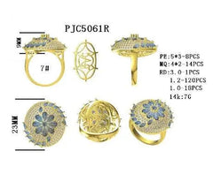 10K Gold Cluster Cocktail Ring with White Topaz or Moissanite Moissanite Accent DHJ
