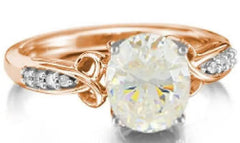 10K Gold Semi Mount Ring Setting Oval OV 9X7mm Solitaire with White Topaz Moissanite Accent DHJ