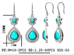 14K Gold Semi Mount Earrings Setting Pear PE 10X8mm RD 4X4mm Cabochon Diamond Accent DHJ