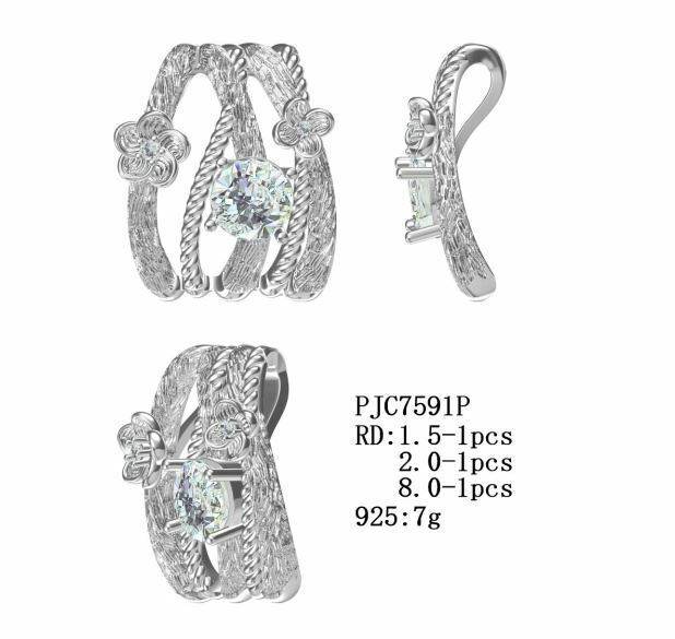 Platinum Semi Mount Pendant Setting RD 8x8mm Diamond Accent Syzjewelry