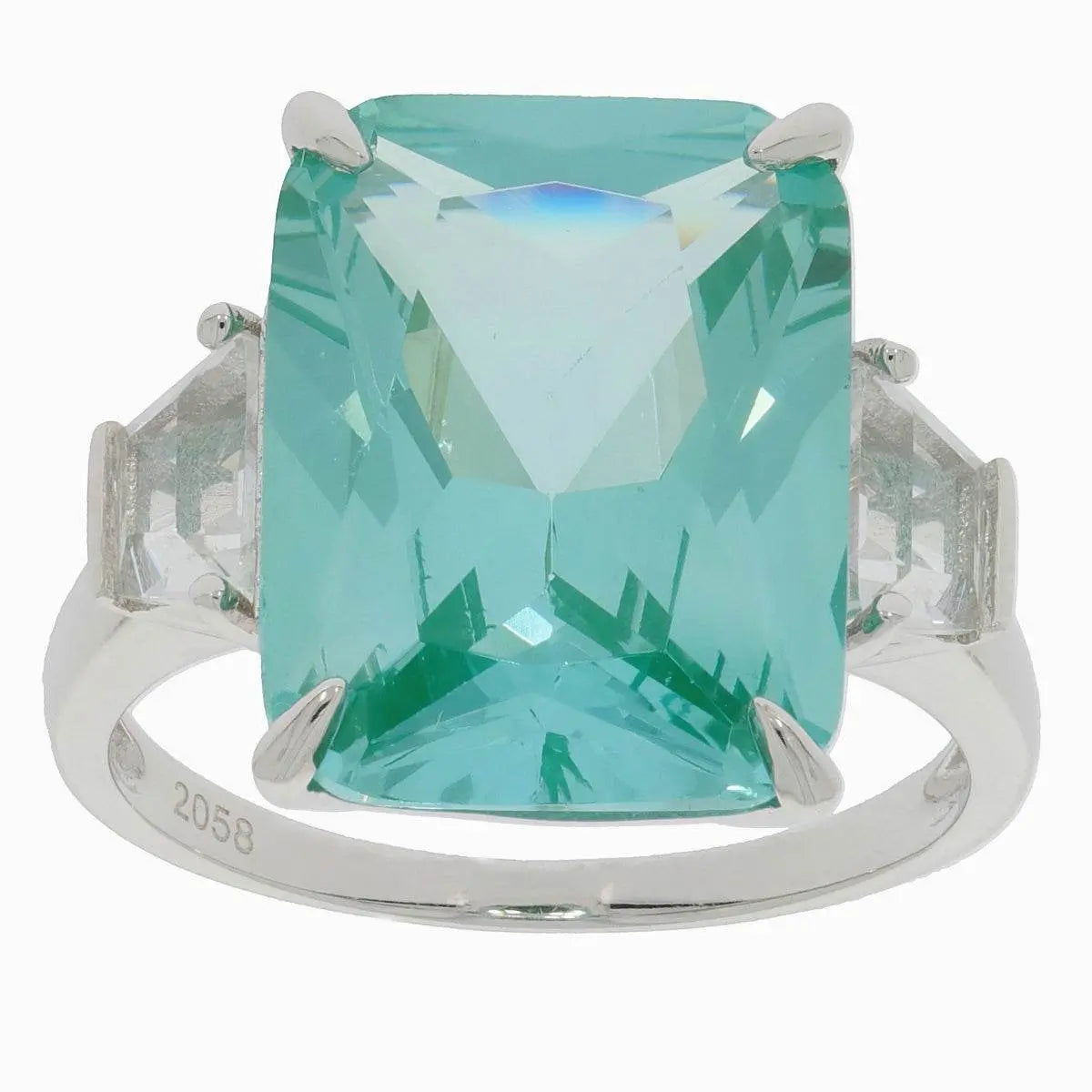Platinum Semi Mount Ring Setting Emerald OCT 16x12mm Diamond Accent DHJ