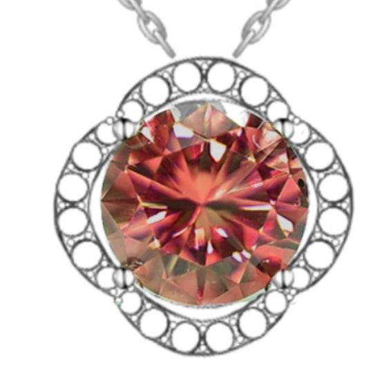10K Gold Semi Mount Pendant Setting Round RD 8x8mm Moissanite Accent DHJ