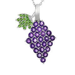 10K Gold Pendant with or Moissanite Grapes Theme Moissanite Accent DHJ