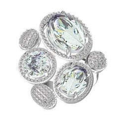 18K Gold Semi Mount Ring Setting Oval OV 14X10mm OV 10X8mm RD 8mm Diamond Accent DHJ