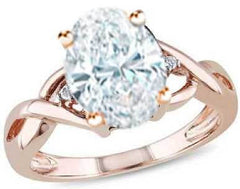 18K Gold Semi Mount Ring Setting Oval OV 9X7mm Twist Shank Diamond Accent DHJ