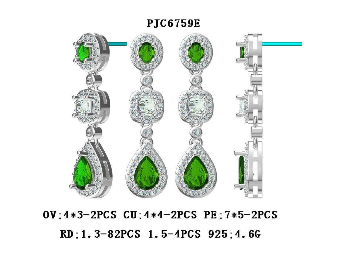 14K Gold Semi Mount Earrings Setting Pear PE 7X5mm CU 4X4mm OV 4X3mm Diamond Accent DHJ