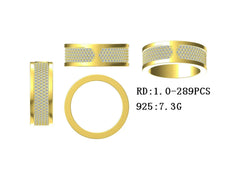 18K Gold Men's Wide Band Ring with White Topaz or Moissanite Diamond Accent DHJ