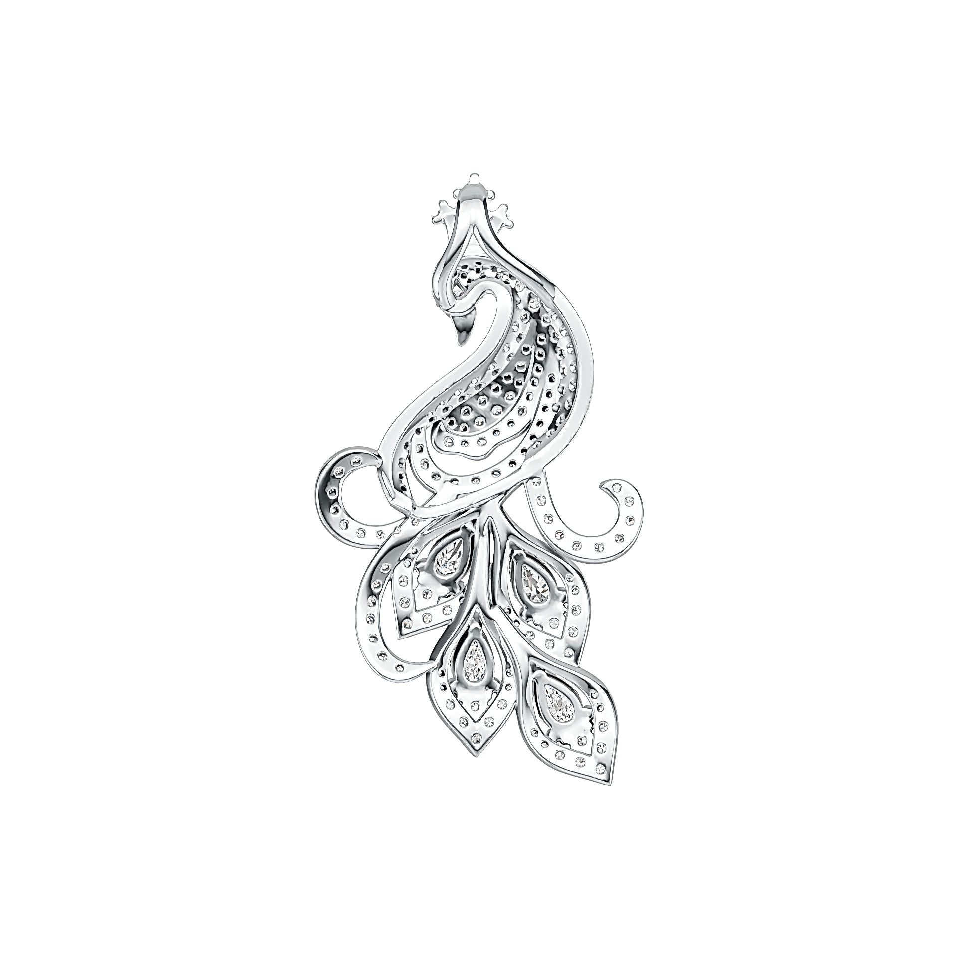 Platinum Semi Mount Pendant Setting Pear PE 5X3mm Peacock Theme Diamond Accent DHJ