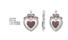 18K Gold Pendant Heart with Bow Theme with White Topaz or Moissanite Diamond Accent DHJ