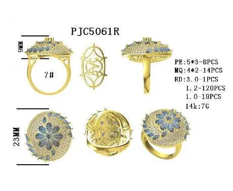 14K Gold Cluster Cocktail Ring with White Topaz or Moissanite Diamond Accent DHJ