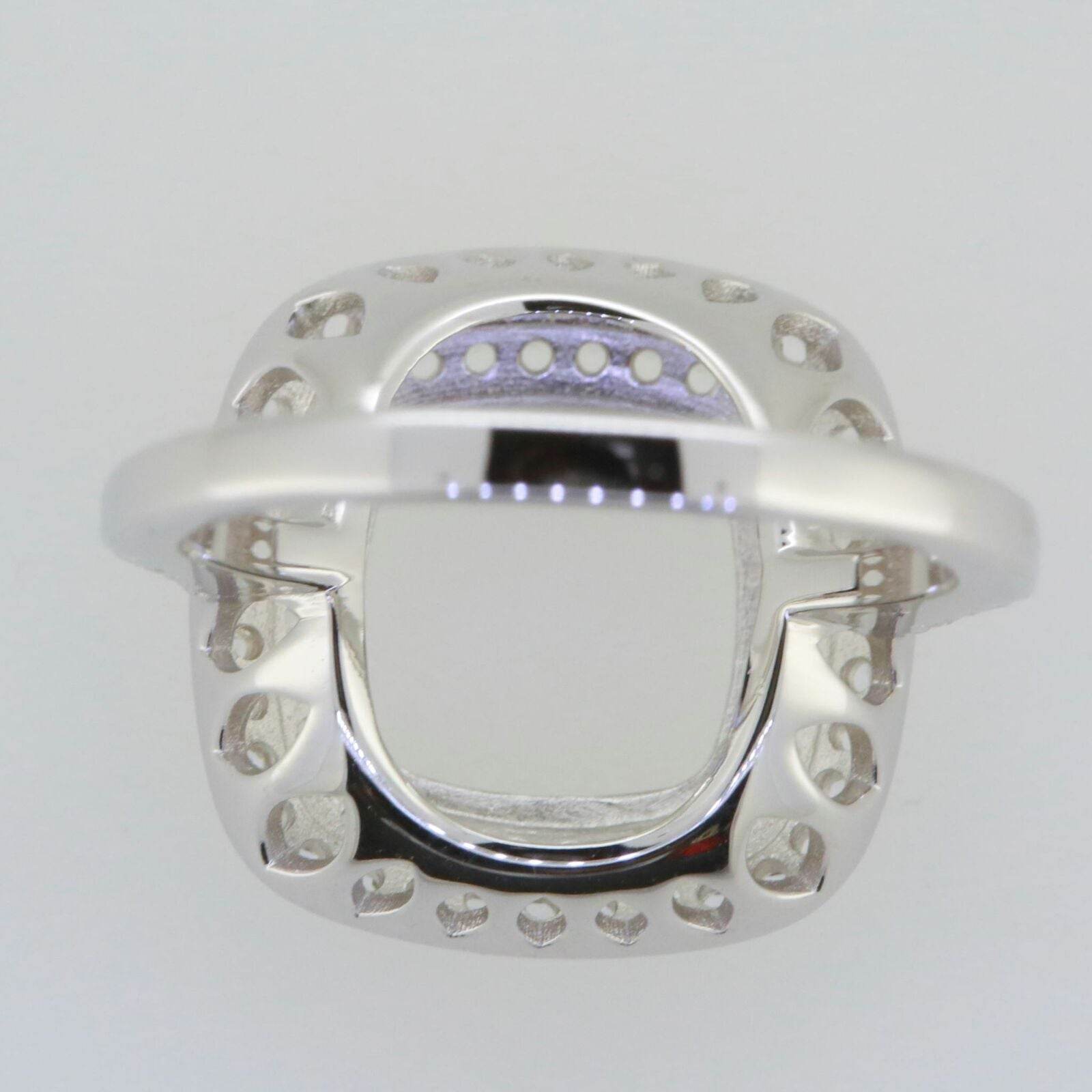 18K Gold Semi Mount Ring Setting Cushion CU 12X12mm Double Halo Diamond Accent Syzjewelry