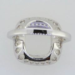 18K Gold Semi Mount Ring Setting Cushion CU 12X12mm Double Halo Diamond Accent Syzjewelry