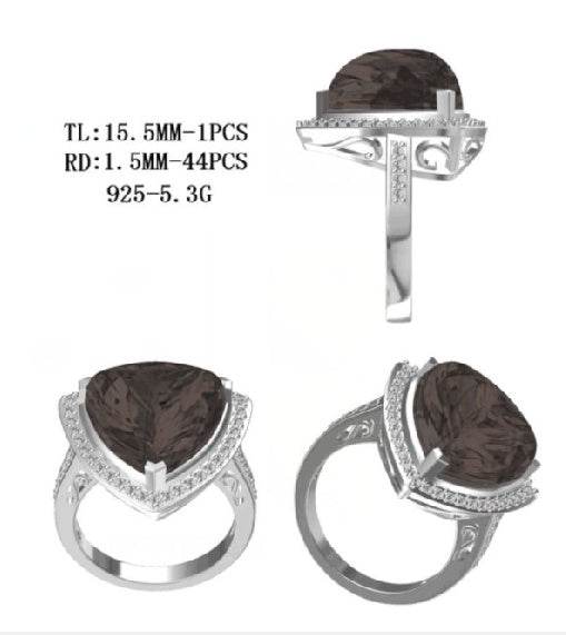 18K Gold Semi Mount Ring Setting Trillion TRI 15.5X15.5mm with Diamond Accent DHJ