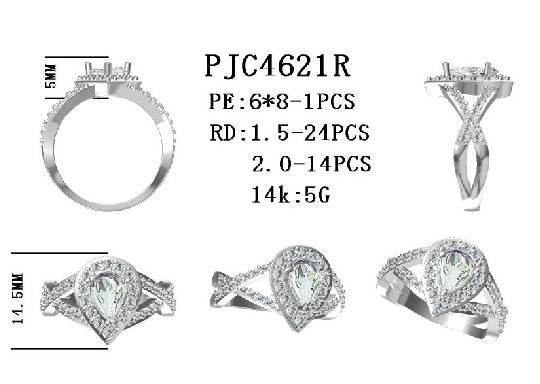 Platinum Semi Mount Ring Setting Pear PE 8X6mm Halo with Diamond Accent DHJ