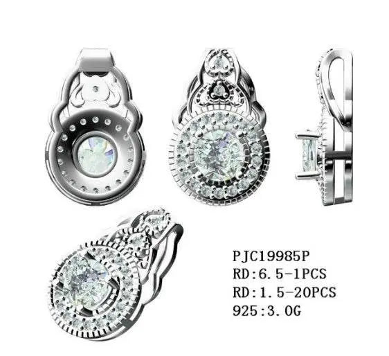 Platinum Semi Mount Pendant Setting Round RD 6.5mm Diamond Accent DHJ