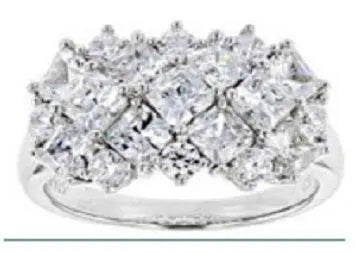 10K Gold Semi Mount Ring Setting Princess SQ 4X4mm Moissanite Accent DHJ