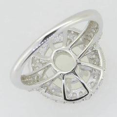 18K Gold Semi Mount Ring Setting Oval OV 8X6mm White Topaz Diamond Accent DHJ