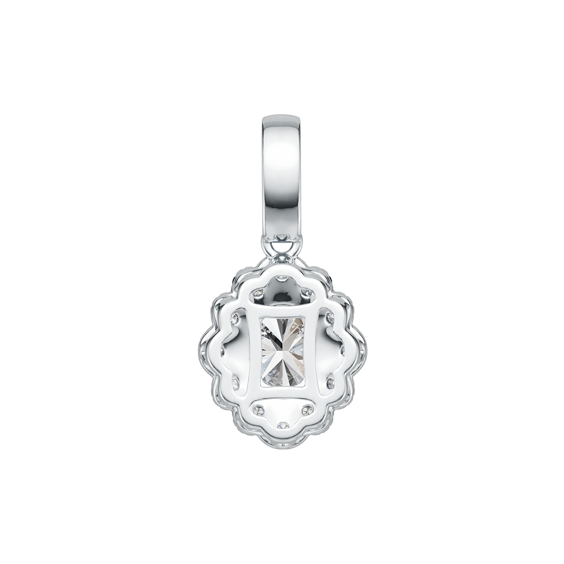 14K Gold Semi Mount Pendant Setting Cushion CU 8X6mm Diamond Accent DHJ
