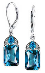 Platinum Semi Mount Earrings Setting Emerald OCT 8X6mm Diamond Accent DHJ