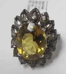 14K Gold Semi Mount Ring Setting Oval OV 16X12mm Flower Theme Diamond Accent DHJ