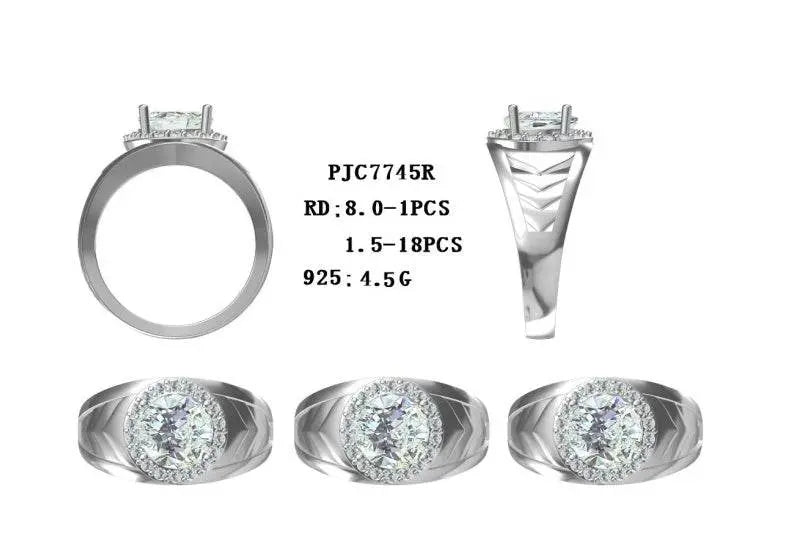 Platinum Semi Mount Ring Setting Round RD 8X8mm Halo Diamond Accent DHJ