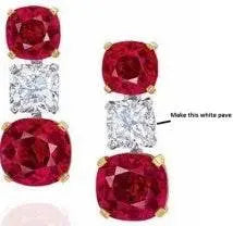 18K Gold Semi Mount Earrings Setting Cushion CU 9X9mm CU 7X7mm Diamond Accent DHJ
