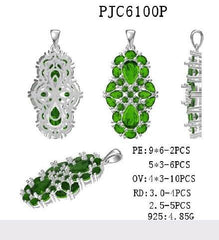 Platinum Semi Mount Pendant Setting Pear PE 9X6mm Diamond Accent DHJ