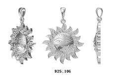 18K Gold Pendant Solid Sun Theme DHJ