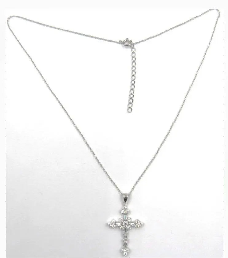 18K Gold Semi Mount Pendant Setting Round RD 4x4mm Cross Theme Diamond Accent DHJ