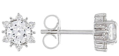 18K Gold Semi Mount Earrings Setting Round RD 5X5mm Diamond Accent DHJ