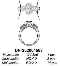 14K Gold Semi Mount Ring Setting Oval OV 8X6mm HT 4X4mm Diamond Accent DHJ