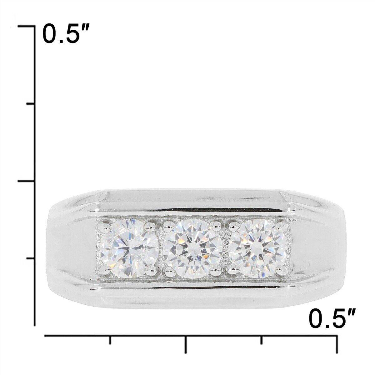 Men's Platinum Semi Mount Ring Setting RD 4x4mm 3 Stone Ring Diamond Accent Syzjewelry