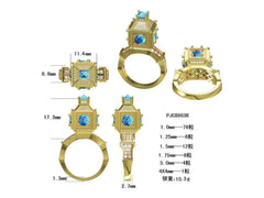 10K Gold Semi Mount Ring Setting Round RD 5x5mm SQ 4x4mm Moissanite Accent DHJ