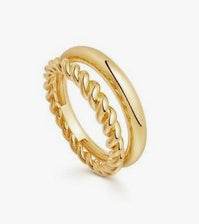 10K Gold Ring Double Band Twisted Rope Theme DHJ