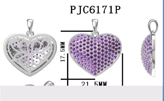 Platinum Pendant Heart Theme with White Topaz or Moissanite Diamond Accent DHJ