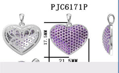 Platinum Pendant Heart Theme with White Topaz or Moissanite Diamond Accent DHJ