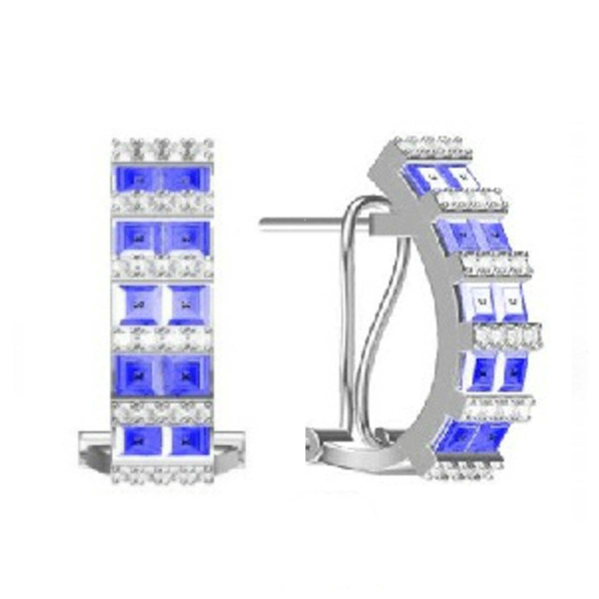 Platinum Semi Mount Earrings Setting Princess SQ 3X3mm Diamond Accent DHJ