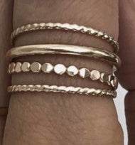 14K Gold Ring Multi-Row Wide Band Twisted Rope Theme DHJ