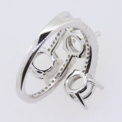 10K Gold Semi Mount Ring Setting Round RD 7x7mm Three Stones Bypass Ring Moissanite Accent Syzjewelry