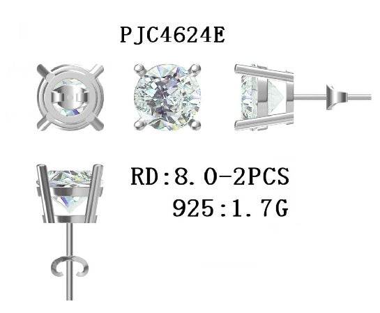 Platinum Semi Mount Earrings Setting Round RD 8x8mm Simple Stud DHJ