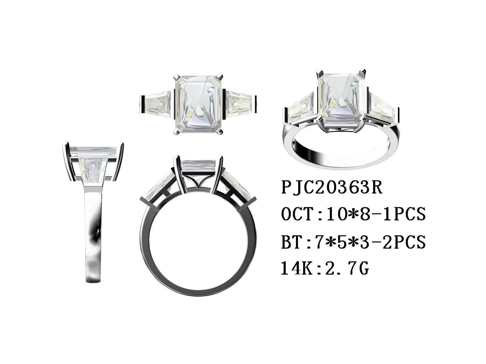 10K Gold Semi Mount Ring Setting Emerald OCT 10x8mm BG 7X5mm DHJ